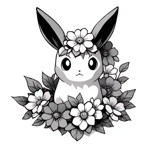 Evee Pokemon Flowers Wrapped Together Symbolizing Strength