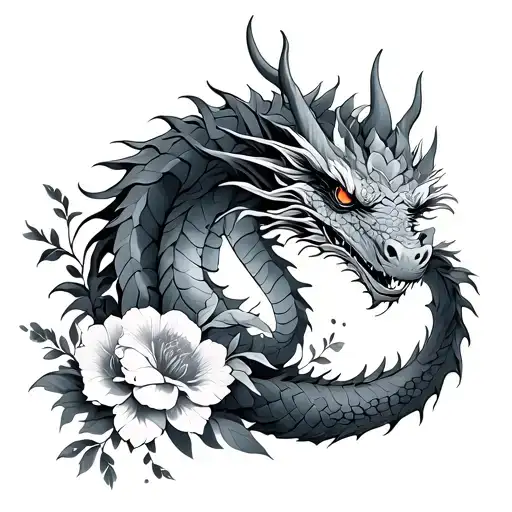 Flowers And A Dragon Wrapped