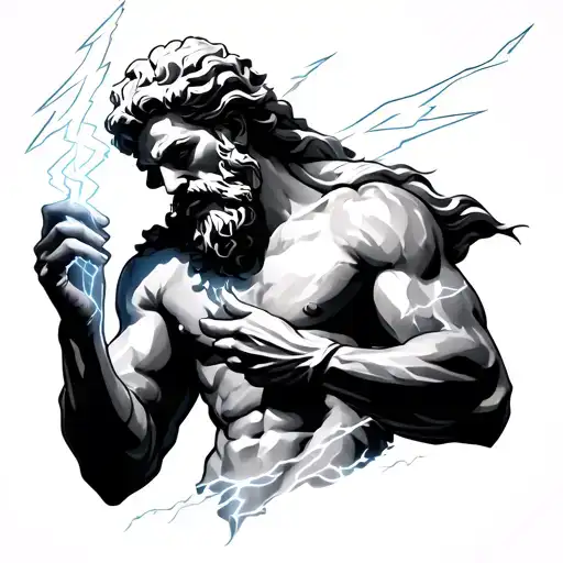 Zeus Holding Lightning Bolt
