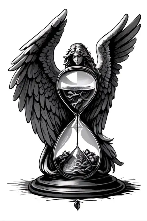 Hour Glass With Arch Angel