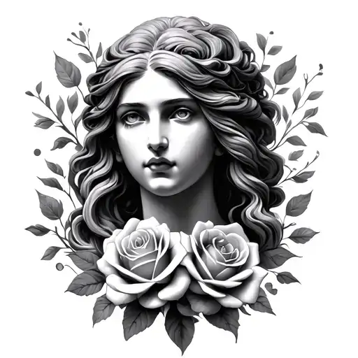 Aphrodite Face With Roses