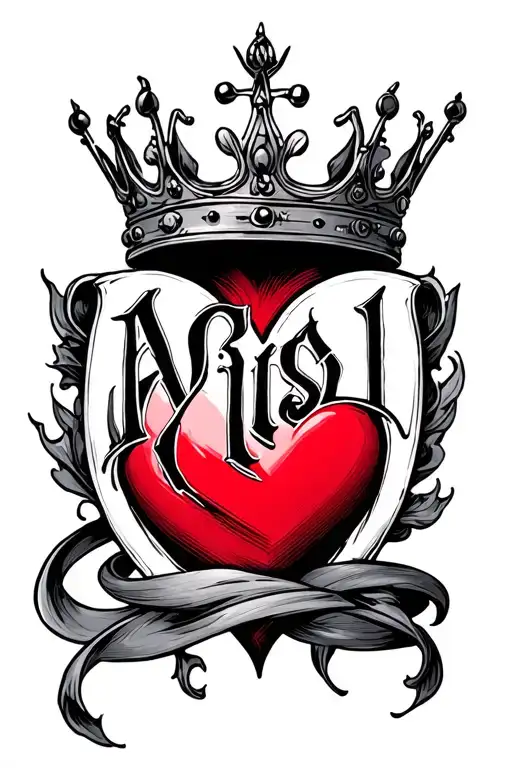 Crown Name And Heart Downwards Placed