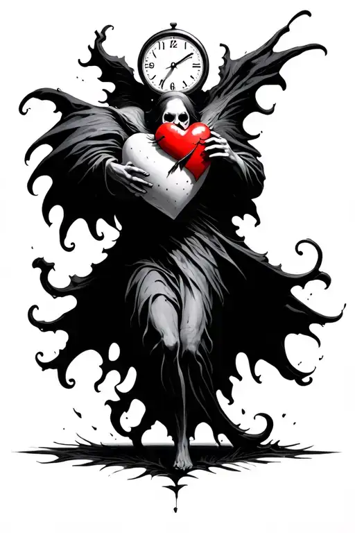 Ghost Holding A Heart While Running On A Clock Of Limited Time
