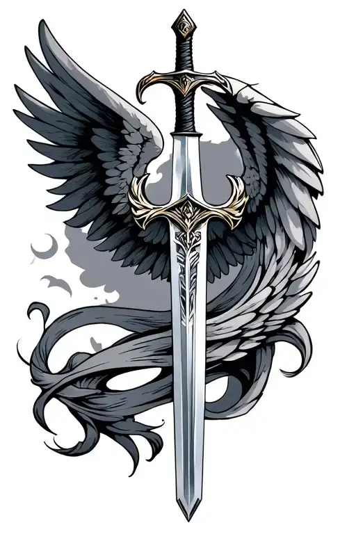 A Two -Handed Sword With Wings