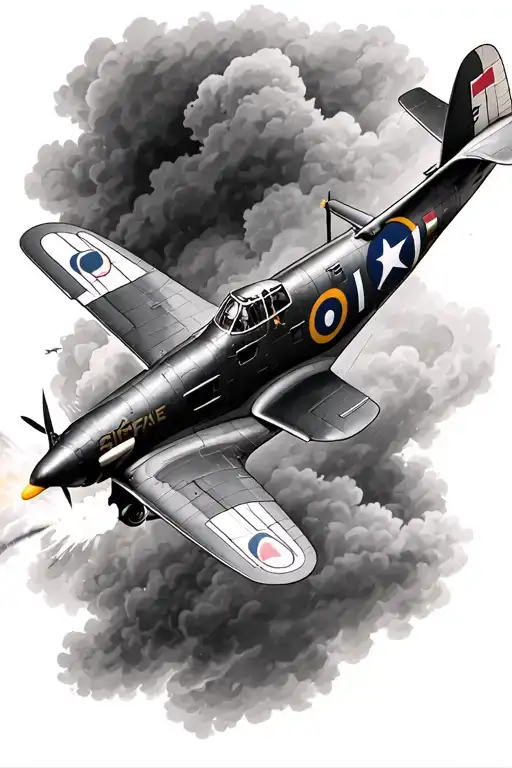 Spitfire Plane Firing Gun