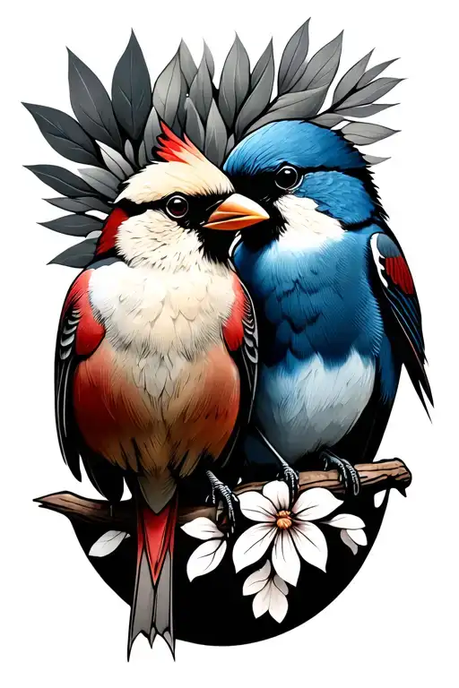 Redbird And Bluebird Representing My Grandparents Who Have Passed