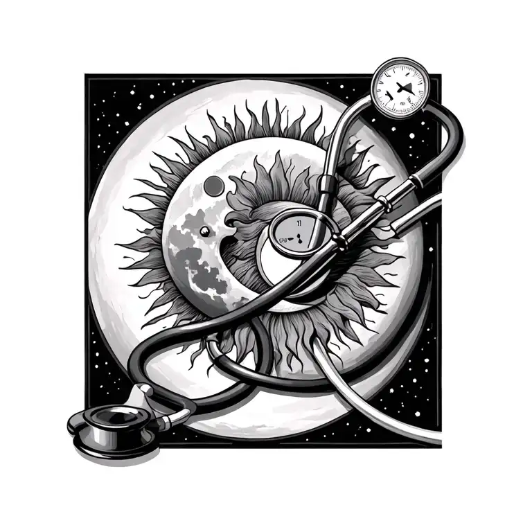 Stethoscope With Sun And Moon Surrounded