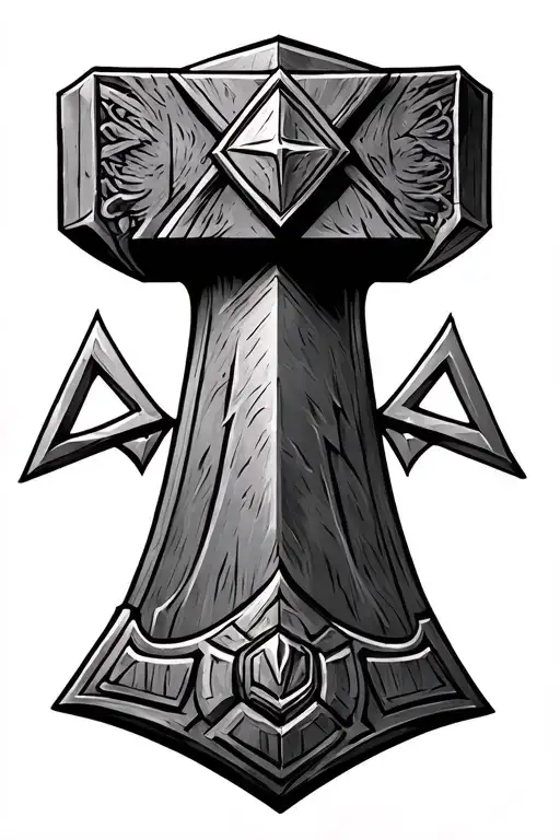 Mjolnir With Valknut Symple On Hammer Head