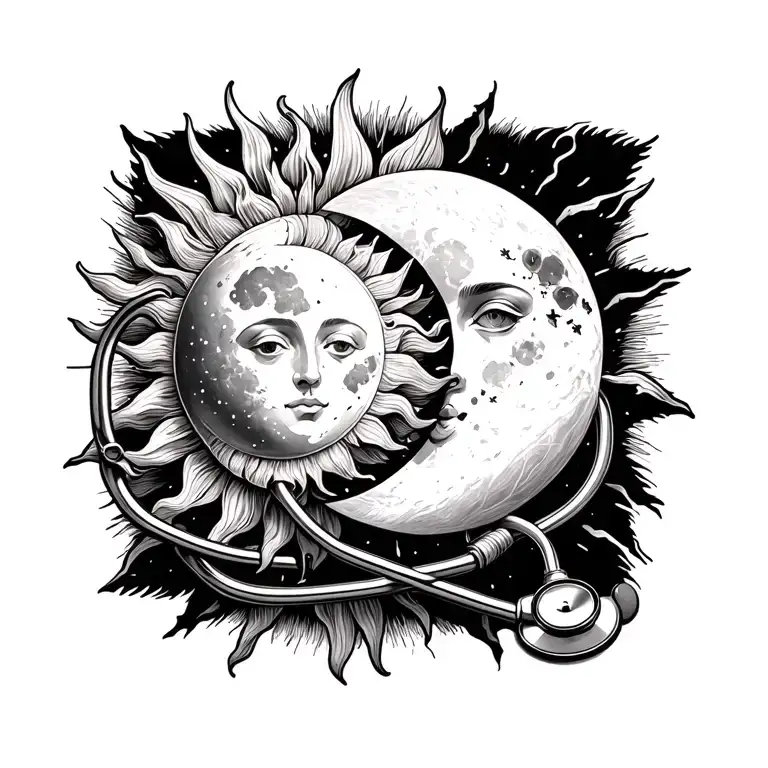 Stethoscope With Sun And Moon Intertwined