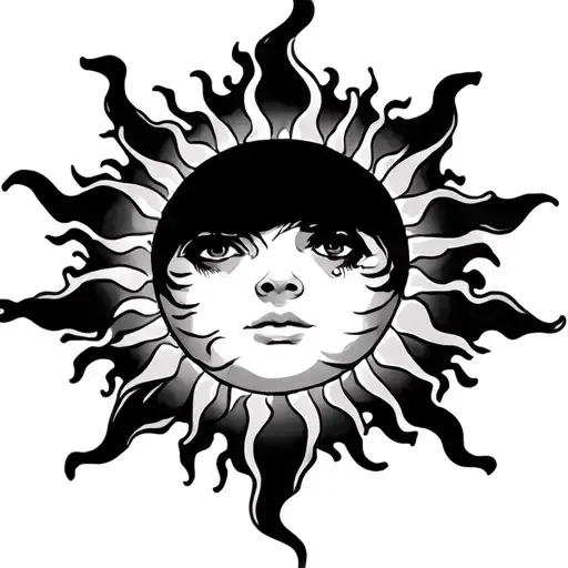 Sun With Short Flames Hallow Center