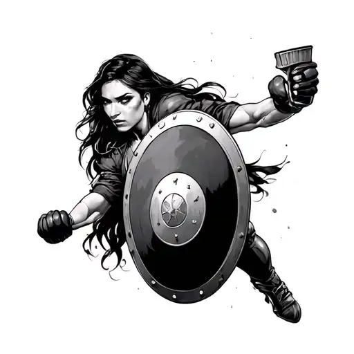 Fighting Woman With A Sheild