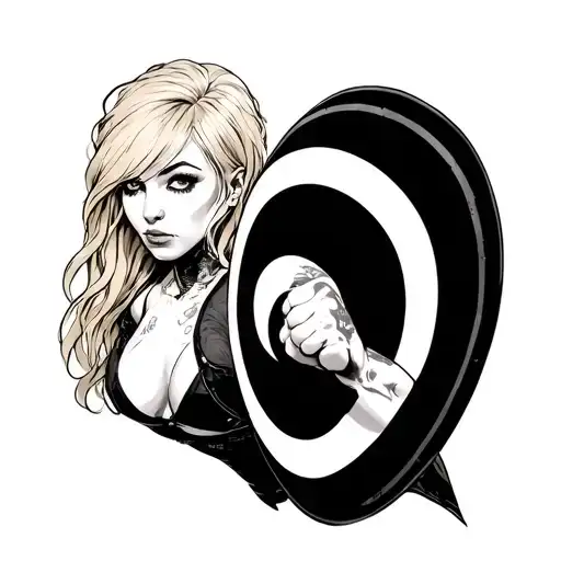 Fighting Shy Blond Woman With A Sheild