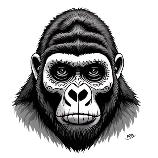 Gorilla With Day Of The Dead Face
