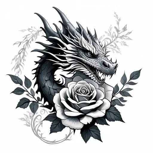 Dragon With Roses