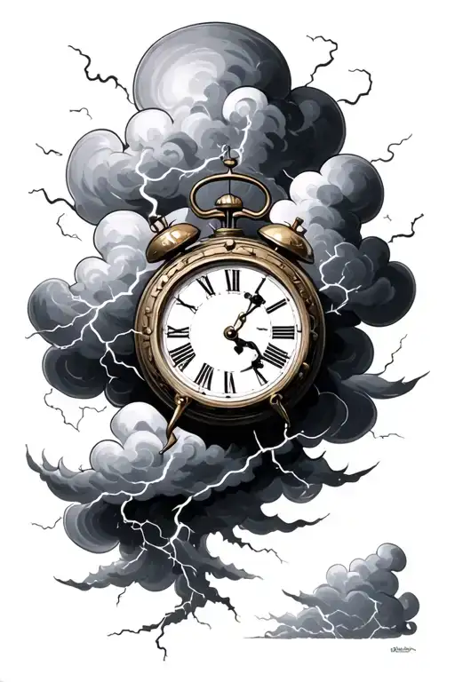 Clock Thunder Storm Cloud