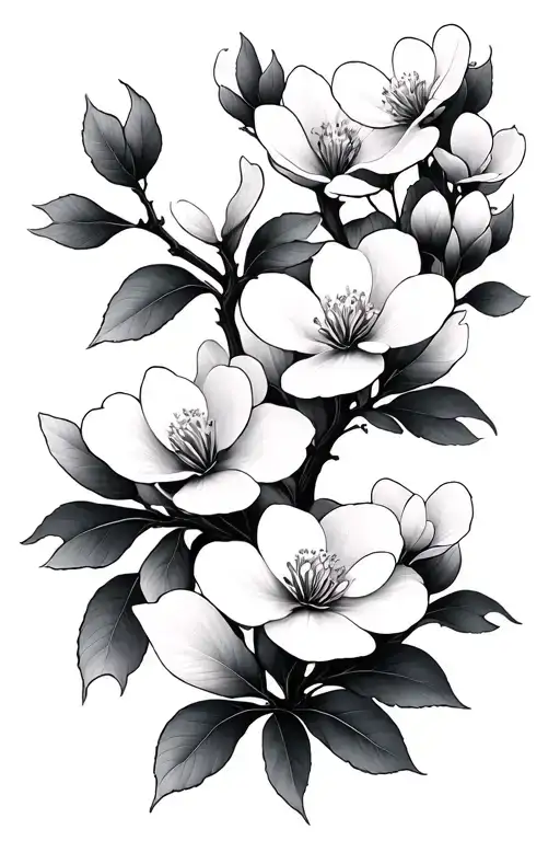 Dogwood Blooms On Branch