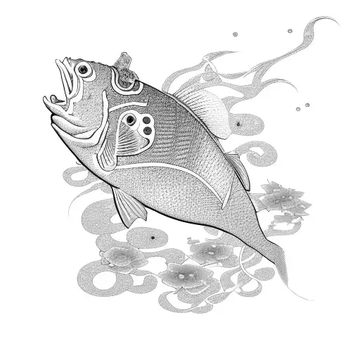 Fish Scales And Flowers Japanese Traditional