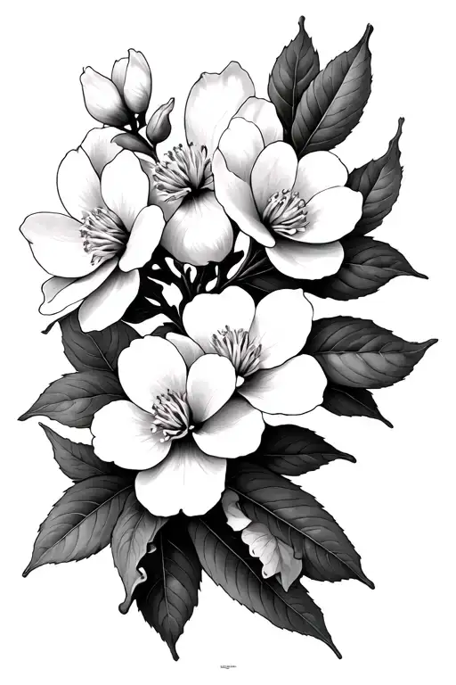 Dogwood Blooms On Branch