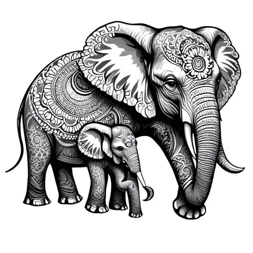Mandala Elephant Family