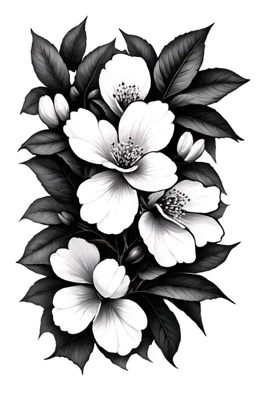 Dogwood Blooms On Branch