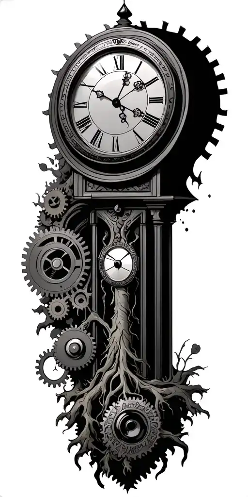 Grandfather Clock Growing Roots Extra Gears