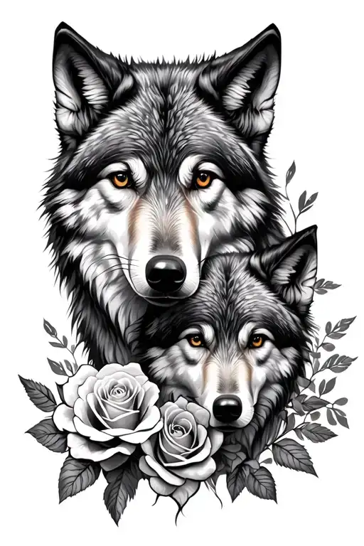 Mother Son Wolf Blended By Roses