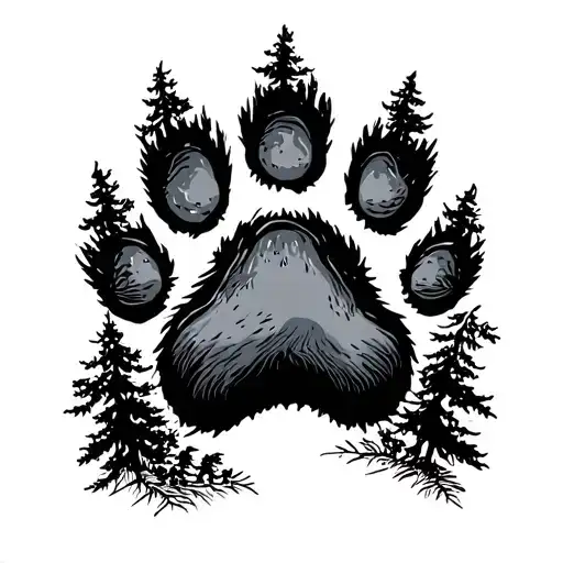 Dog Paw Surrounded By Forest Landscape