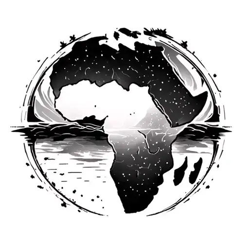 Africa Continent With Circle Of Life Intertwined