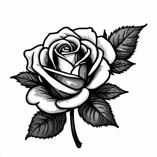 Rose Outline Stem Name Edgardo In Cursive Writing