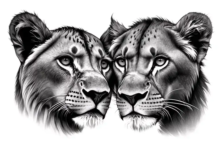 Two Faces Of A Baby Lions