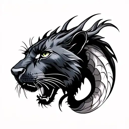 Traditional Panther And Welsh Dragon
