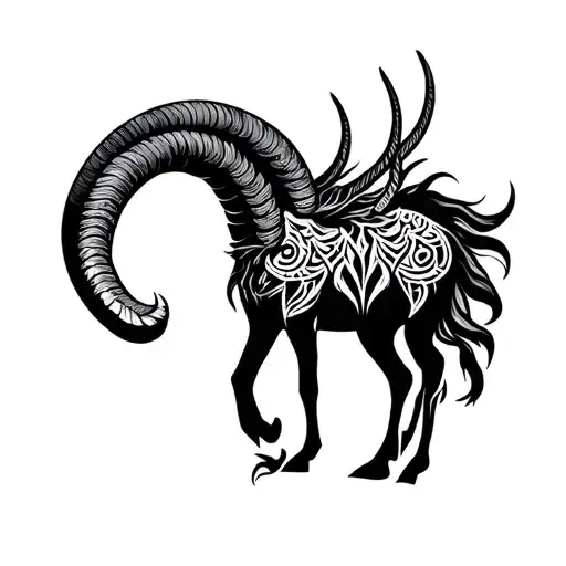 I Want Capricorn Zodiac Sign In My Right Chest Make It Colored With Tribal Lining In Both Sides