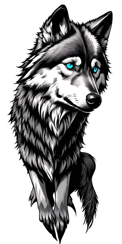 Wolf With Blue Eyes