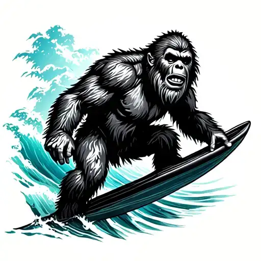 Sassy The Sasquatch Surfing