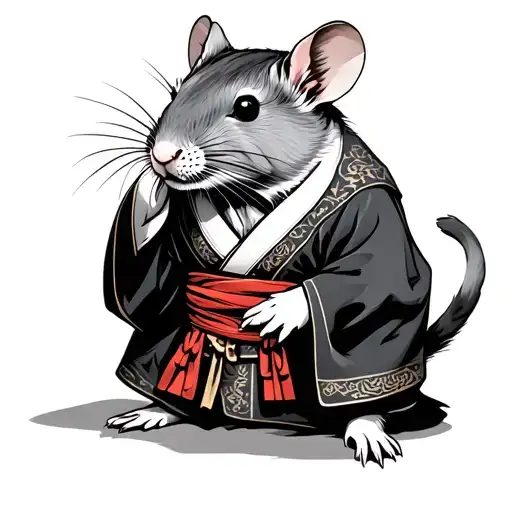 Japanese Rat Wearing Traditional Clothing