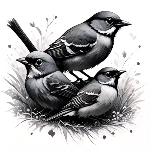 Abstract Three Little Birds On Doorstep