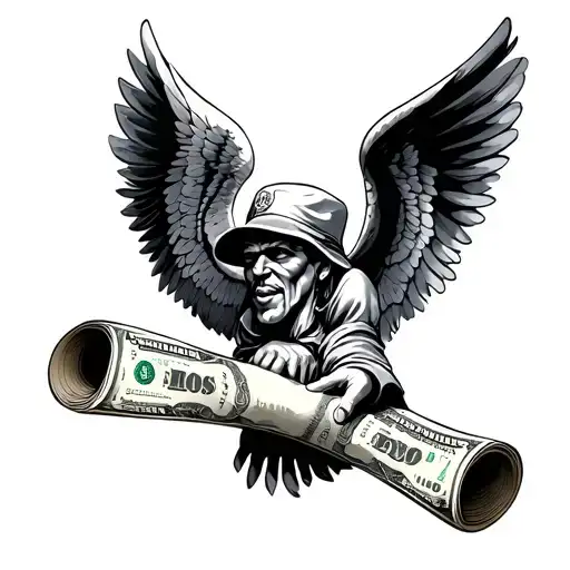 Gangster Angel Money Roll Tattoo Inspired