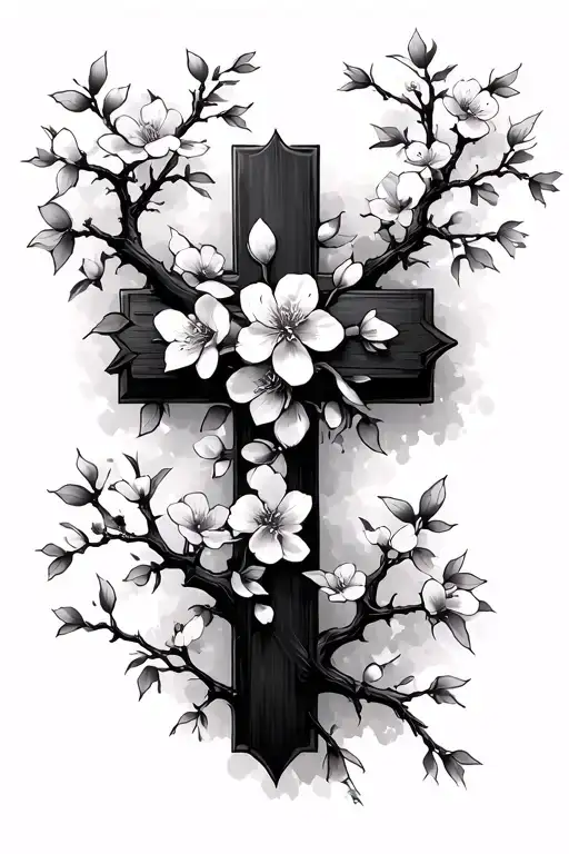 Cross With Cherry Blossom Tree