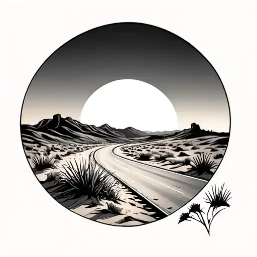 Desert Highway Sunset