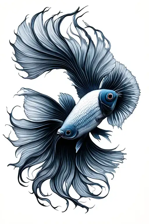 Betta Fish Merging With Swirling