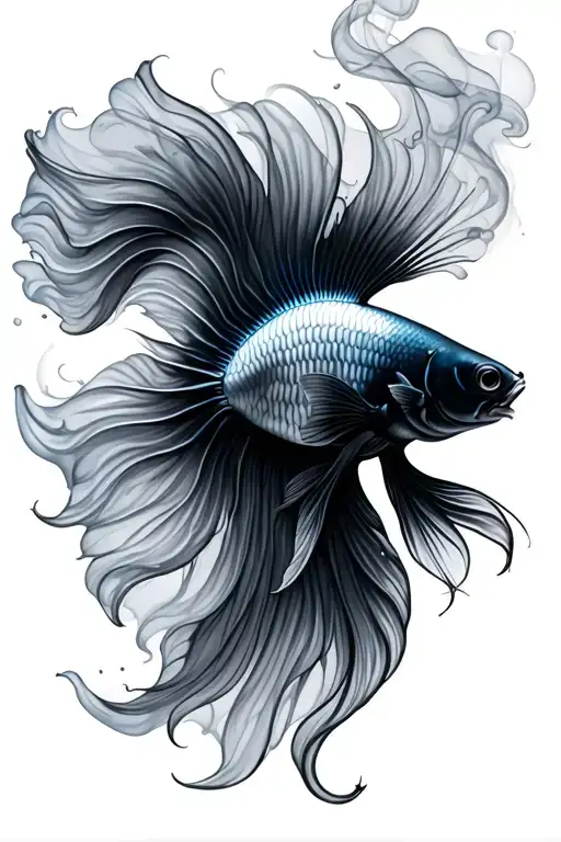 Betta Fish With Swirling Smoke