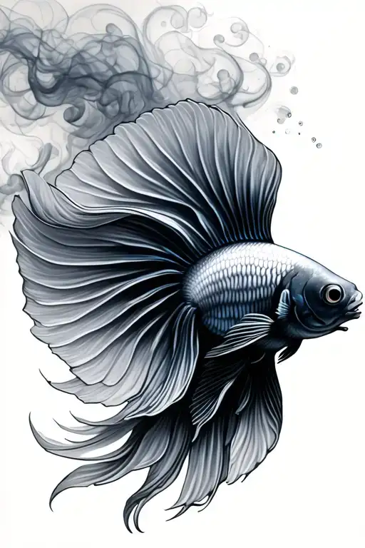 Betta Fish With Swirling Smoke Rising