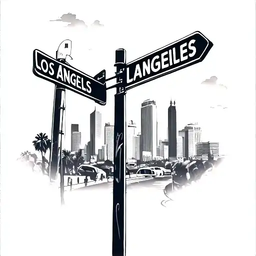 Los Angeles Skyline With Street Signs