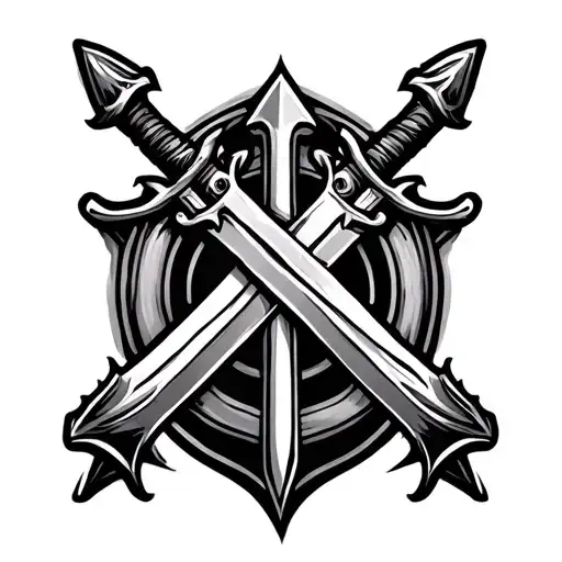 Unique 2 Swords Cross Sign Tattoo Design