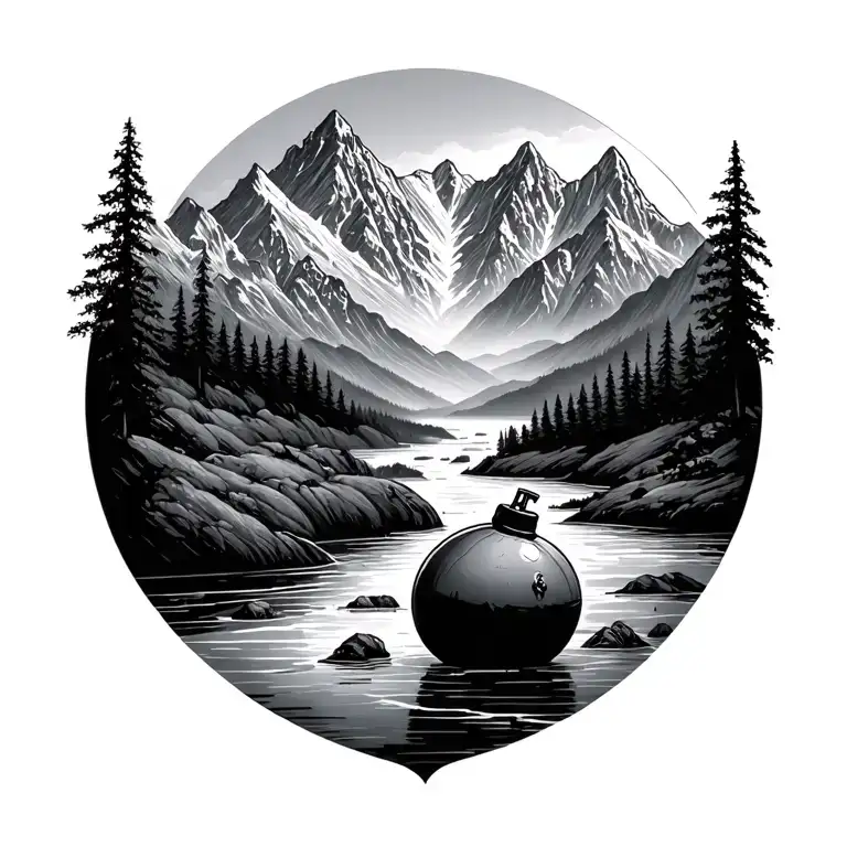 Mountains With A River And A Bomb