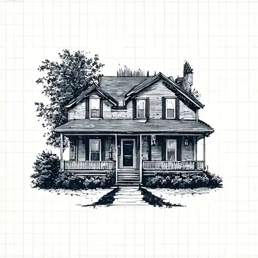 Stamp Tattoo Of Childhood Home