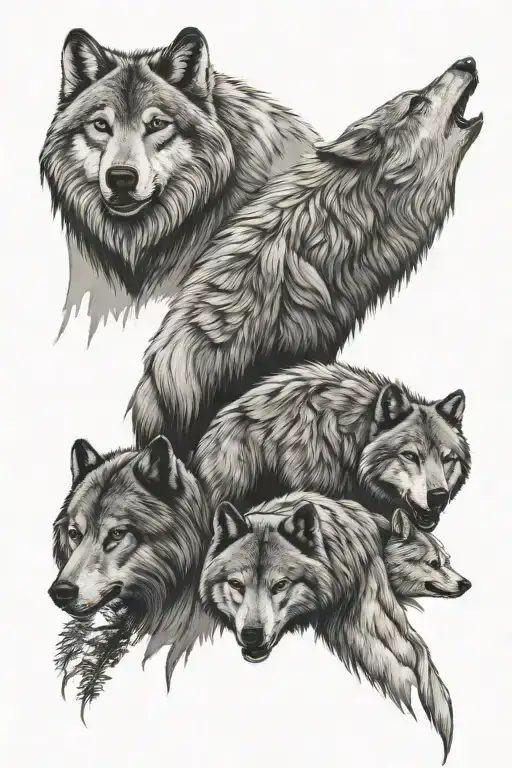 Wolf Pack And Bear