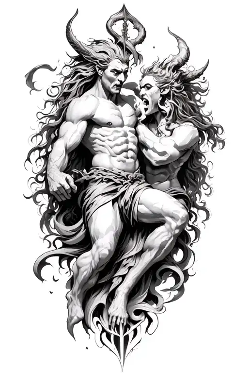 Gods And Demons Fighting