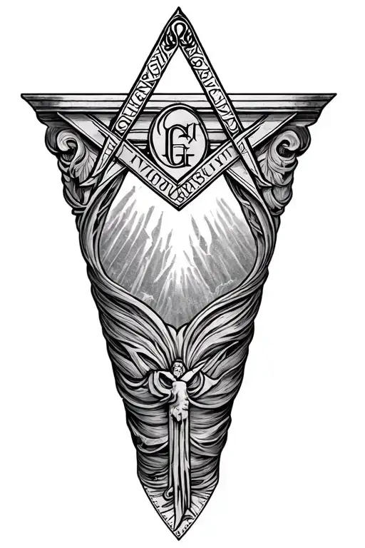 Masonic Pillar Tattoo For Leg Calf