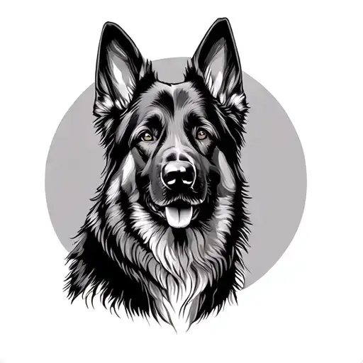 German Shepherd Silhouette Formed With One Floppy Ear